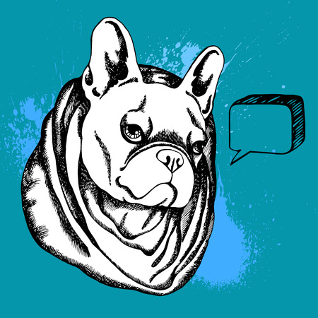 French Bulldog. Vector illustration for a card or poster. Print on clothes. Cute puppy. Pedigree dog.のイラスト素材