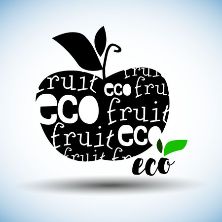 vector, fruit, leaf, illustration, apple, fresh, nature, food, organic, healthyのイラスト素材