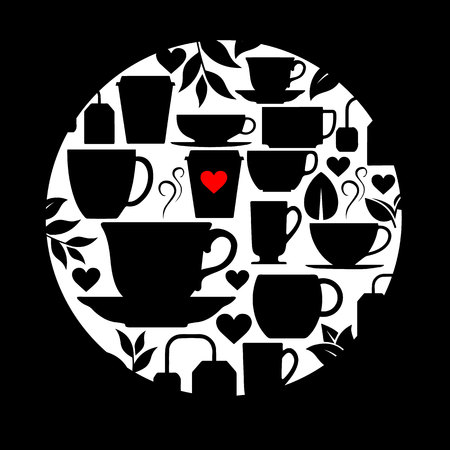 coffee, cup, love, drink, cafe, design, vector, illustration, heart, hot, white, breakfastのイラスト素材