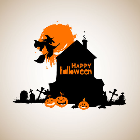 halloween, witch, hat, vector, illustration, holiday, black, silhouette, cartoon, nightのイラスト素材