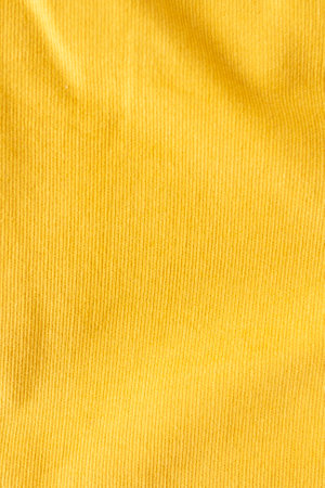 Yellow velvet skirt material close up flatlayの写真素材
