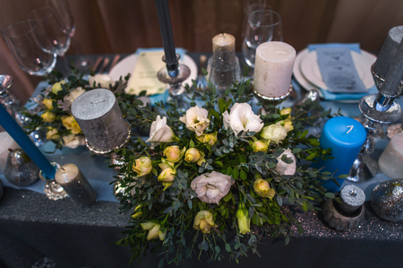 Cute wedding decor with black baloonsの写真素材