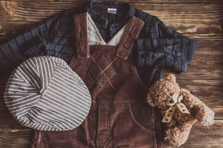 Flat lay photography of boy's casual outfitsの写真素材