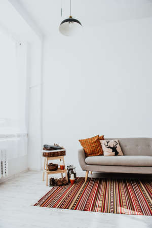 Cozy modern home with decor inspired by autumn.の写真素材