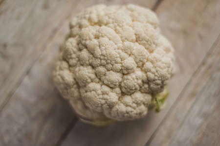 fresh cauliflower on the table, healthy foodの写真素材
