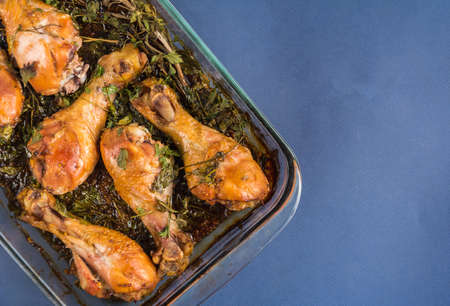 Baked chicken legsの写真素材