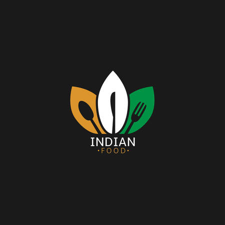 Indian food icon. Indian flag symbol Spoon fork and knife iconsのイラスト素材