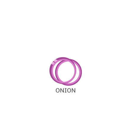 Onion. Red onion rings isolated over white background Vector illustration