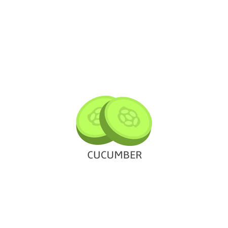Cucumber. Juicy cucumbers icon closeup isolated on white background, Vector illustrationのイラスト素材
