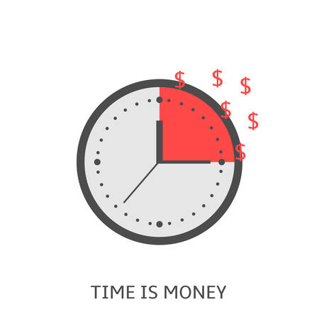 Time is money. Clock with red dollar signs Vector illustrationのイラスト素材