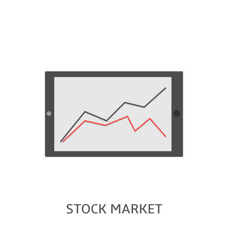 Stock market. Business chart graph on laptop screen Vector illustrationのイラスト素材