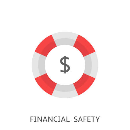 Financial safety. Lifebuoy with dollar sign, Vector illustrationのイラスト素材