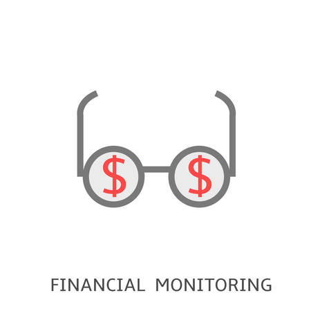 Financial monitoring. Glasses with dollar sings Vector illustrationのイラスト素材
