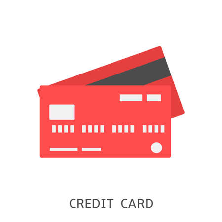 Credit card. Red credit card icon isolated Vector illustrationのイラスト素材