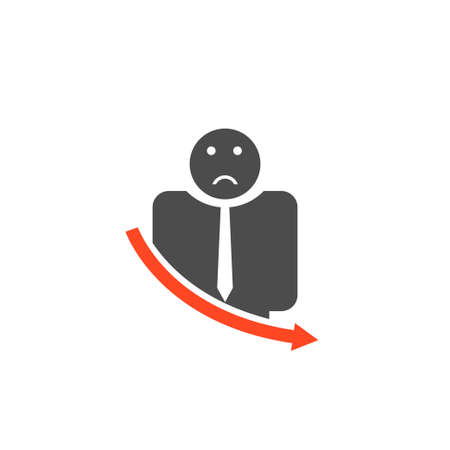 Unsuccessful Businessman with red icon . Vector illustrationのイラスト素材
