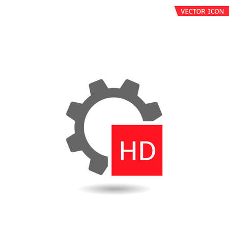 HD format icon. Gear icon with hd sign, Vectorのイラスト素材