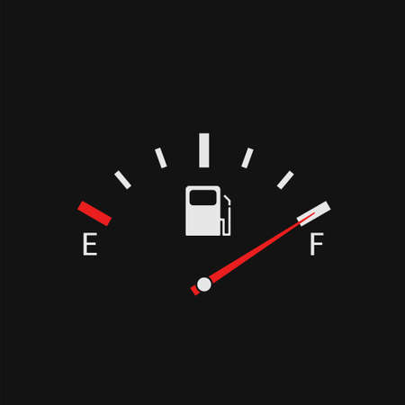 Full Fuel tank indicator. Fuel meter, Vector