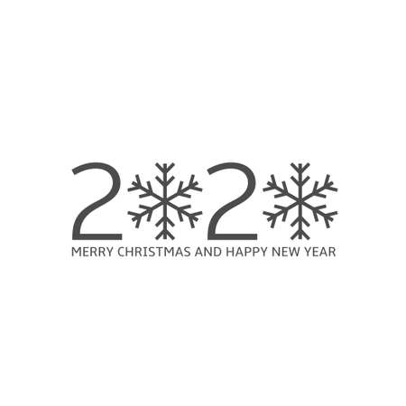 2020 Merry Christmas and Happy New Year. 2020 snowflakes symbolのイラスト素材
