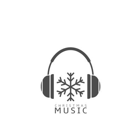 Headphones with snowflake icon. Christmas music, Vector illustrationのイラスト素材