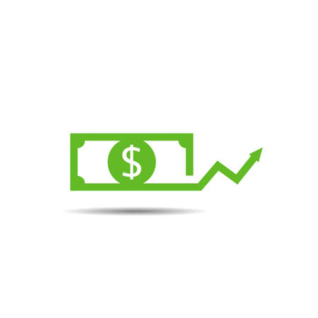 Dollar icon. Money sign isolated, Green Dollar symbol with arrow Vector illustrationのイラスト素材