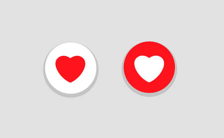 Heart icons. Happy Valentine's day symbols Red and white icons Vector illustration