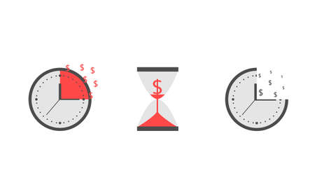 Time is money. Clock with red dollar signs Vector illustration
