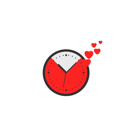 Clock with red hearts sign. Time is love, Happy Valentine's day symbolのイラスト素材