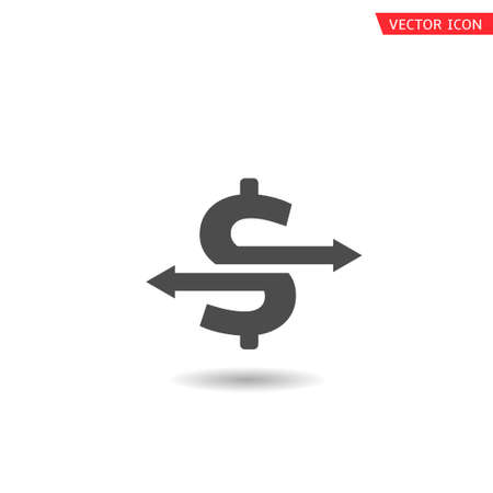 Exchange office symbol. Money transfer icon. Dollar sign with arrows, refresh symbol Vectorのイラスト素材
