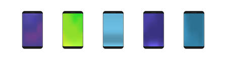 Smartphone icons. Smartphones with colored screens. Vector
