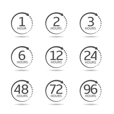 Hours clock arrow icons. Timetable timer countdown iconsのイラスト素材