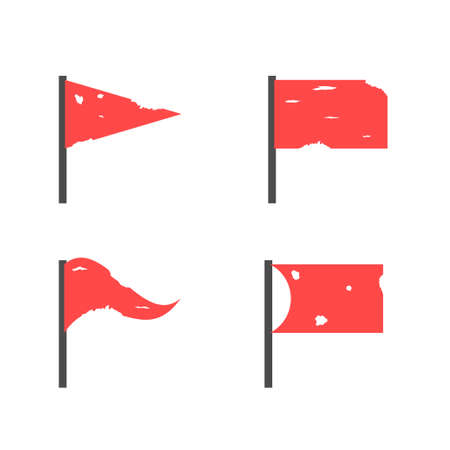 Red old torn flags with holes Vectorのイラスト素材