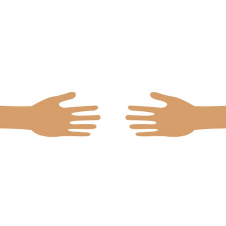 Two arms hands reaching to each other Close up body part Vectorのイラスト素材