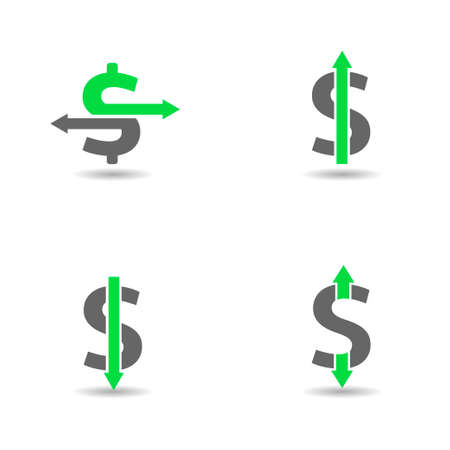 American dollar icon vector. Currency symbol icon Dollar sign set with green arrowsのイラスト素材