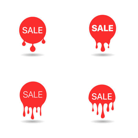 Sale shopping banners. Special offer red splash isolated. Social media icons Best offer. Vectorのイラスト素材