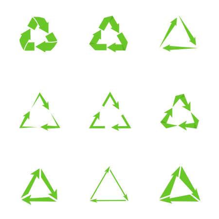 Recycle icon symbol vector. Recycling and rotation arrow icon packのイラスト素材