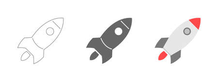 Flat design business startup launch concept with rocket iconsのイラスト素材