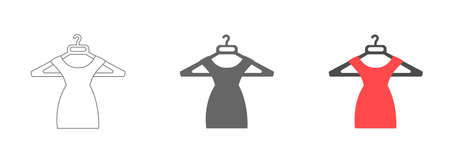 Party Fashion Dress Icon or Silhouette with Clothes Hanger Isolatedのイラスト素材