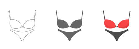 Beautiful elements of women underwear. Bra and underpants. Vector illustrationのイラスト素材