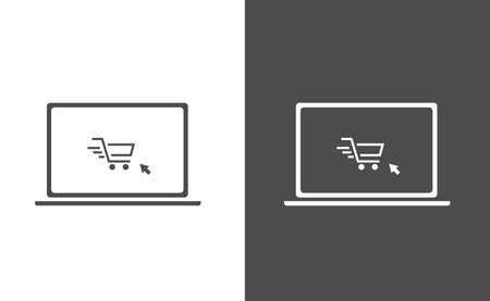 Shopping cart on a laptop keyboard. Concept about online shoppingのイラスト素材