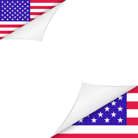 USA flag Page Turn. USA colors Poster. Memorial Day Flag Design. Vector American Flagのイラスト素材