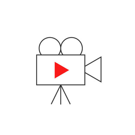 Video camera with red play sign Video production simple iconのイラスト素材
