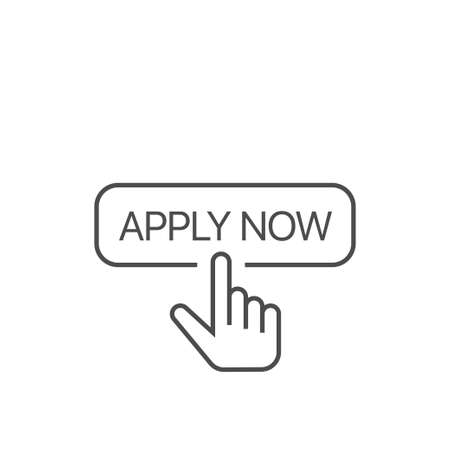 Apply now button with finger cursor icon Click button business conceptのイラスト素材