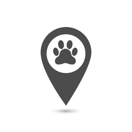 Map pointer with paw printer sign Destination vector iconのイラスト素材