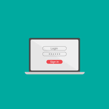 Login and password fields on the laptop screenのイラスト素材