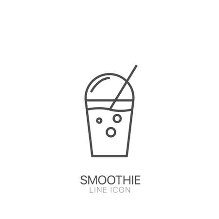 Smoothie line icon. Editable stroke Symbol of detox diet and healthy lifestyleのイラスト素材