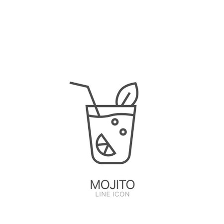Mojito outline vector icon. Editable stroke Thin line black mojito iconのイラスト素材