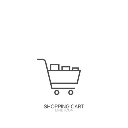 Shopping cart outline vector icon. Editable stroke Basket business conceptのイラスト素材