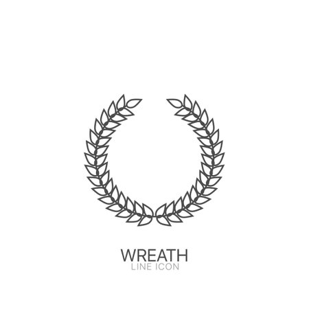 Wreath outline vector icon. Editable stroke Greek wreath, symbol and icon of victoriesのイラスト素材