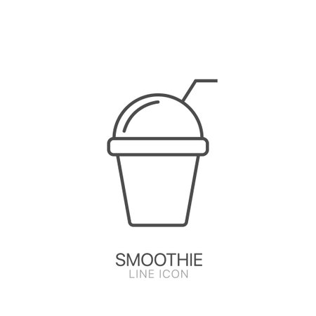 Smoothie. Juice cup icon. Editable stroke Symbol of detox diet and healthy lifestyleのイラスト素材