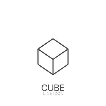 Cube shape vector line icon. Editable strokeのイラスト素材